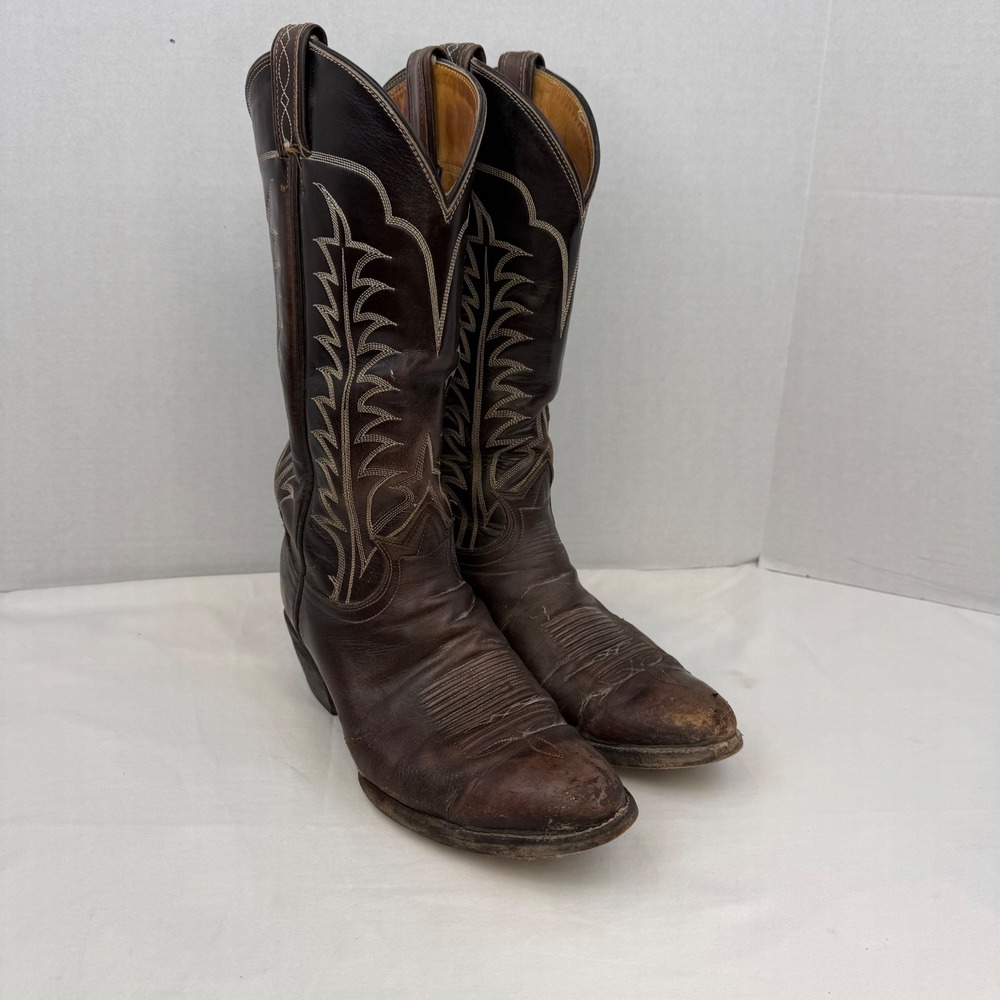 Tony Lama Vintage Brown Leather Western Cowboy Boots Style 6135 Mens 9 D